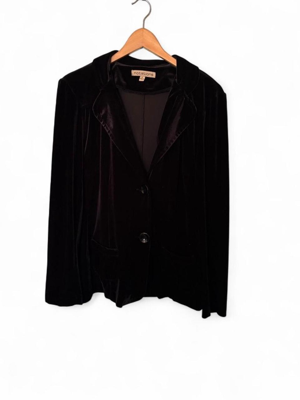 Notations Black Stretch Velvet Blazer Dark Academia Office Goth Whimsigoth XL